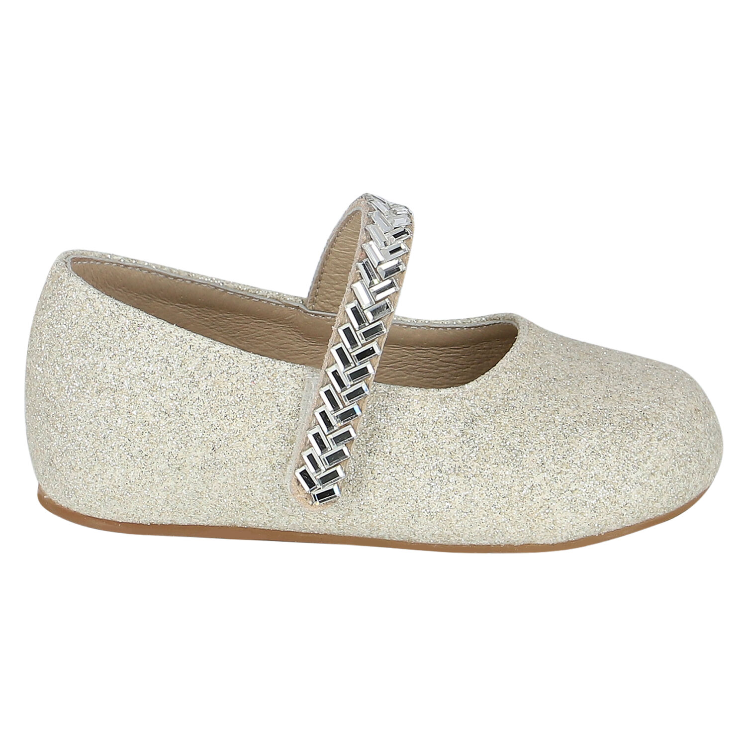Baby Girls Ivory & Silver Glitter Shoes, 1, hi-res