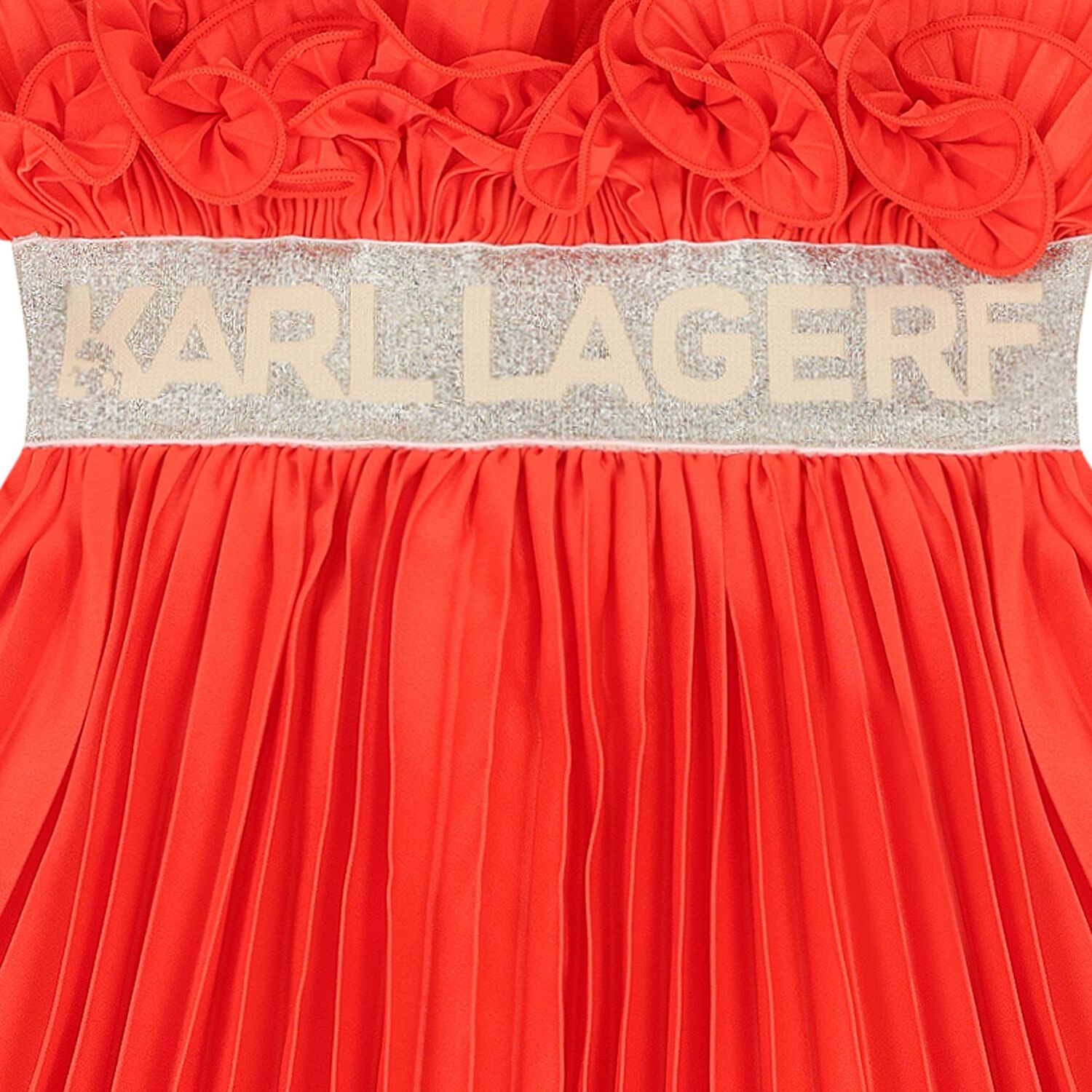 Girls Orange Logo Ruffled Skirt, 2, hi-res image number null