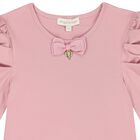 Girls Pink Bow Long Sleeve Top, 5, hi-res