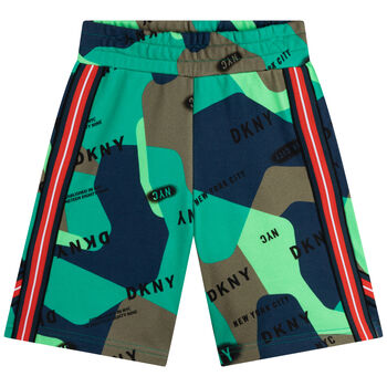 Boys Blue & Green Logo Shorts