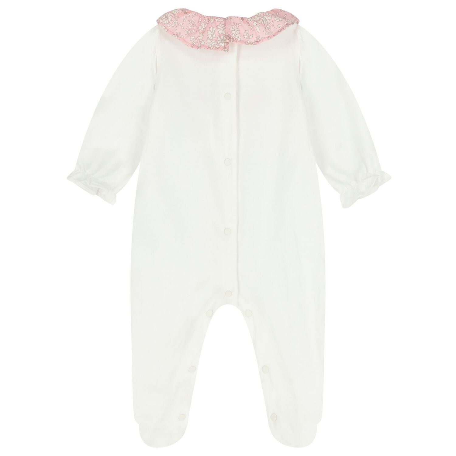 Baby Girls Ivory & Pink Babygrow , 1, hi-res