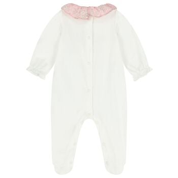 Baby Girls Ivory & Pink Babygrow 