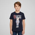 Boys Navy Blue Teddy Bear Logo T-Shirt, 4, hi-res