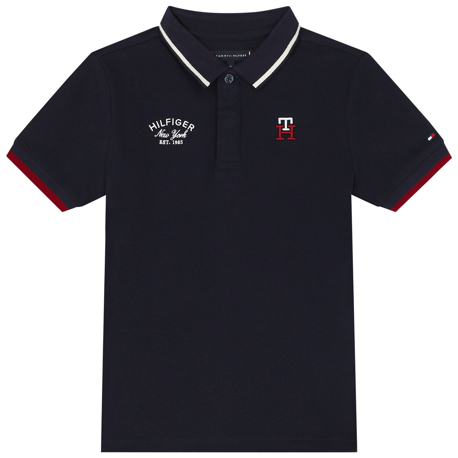 Boys Navy Blue Logo Polo Shirt, 1, hi-res