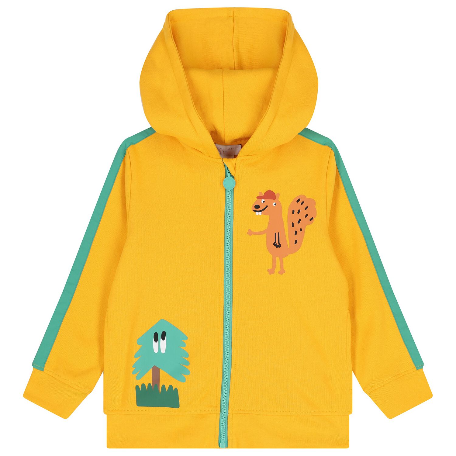 Boys Yellow & Green Squirrel Hooded Zip Up Top, 1, hi-res