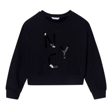 Girls Black Sequins Long Sleeve Top