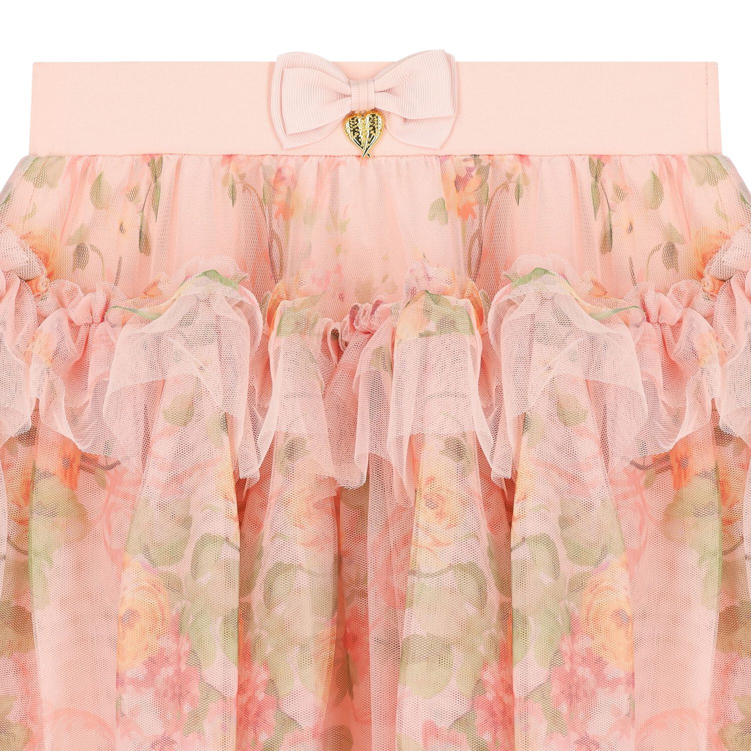 Girls Pink Floral Tulle Skirt, 1, hi-res image number null