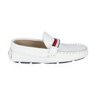 Boys White Leather Loafers, 1, hi-res