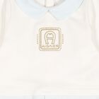 Baby Boys Ivory, Blue & Gold Logo Babygrow, 1, hi-res