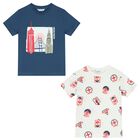 Boys White & Blue T-Shirts ( 2-Pack ), 1, hi-res