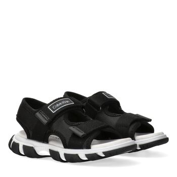 Boys Black Logo Sandals