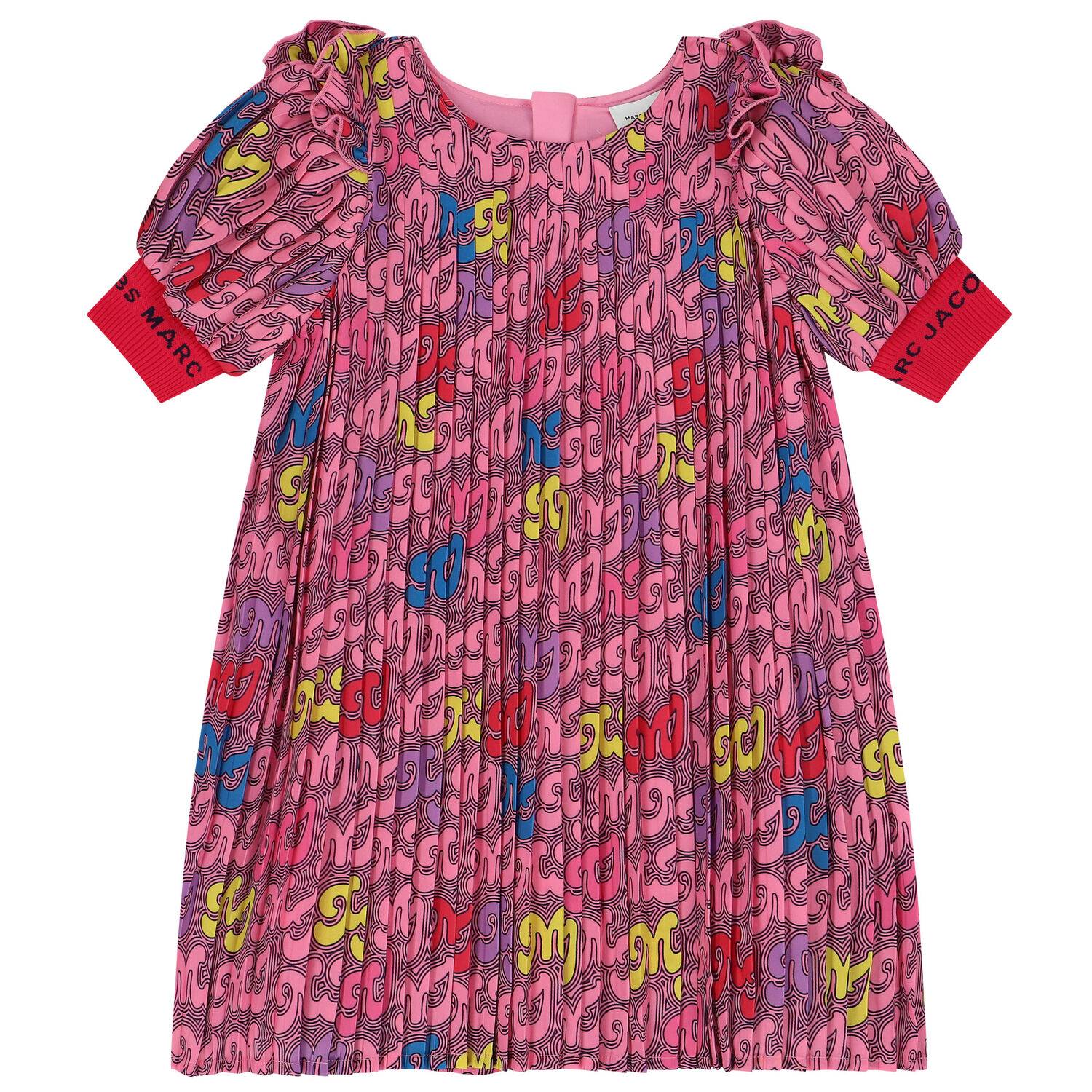 Girls Pink Pleated Logo Dress, 1, hi-res image number null