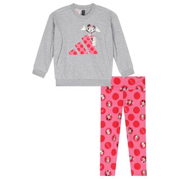 Girls Grey & Pink Minnie Mouse Leggings Set