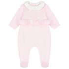 Baby Girls Pink Logo Flower Babygrow, 1, hi-res