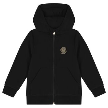 Boys Black Dragon Logo Hooded Top