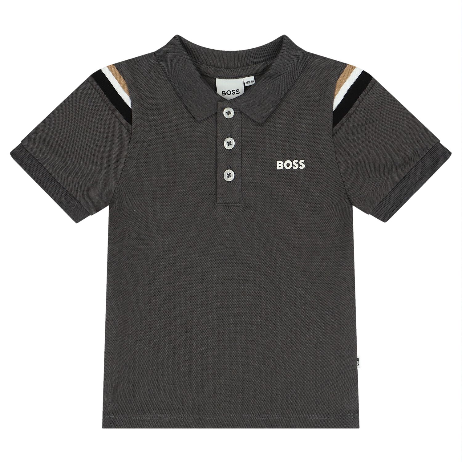 Younger Boys Grey Logo Polo Shirt, 1, hi-res