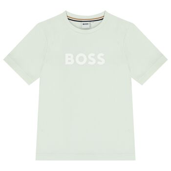Boys Mini Me Green Logo T-Shirt