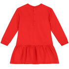 Younger Girls Red Teddy Bear Logo Dress, 1, hi-res