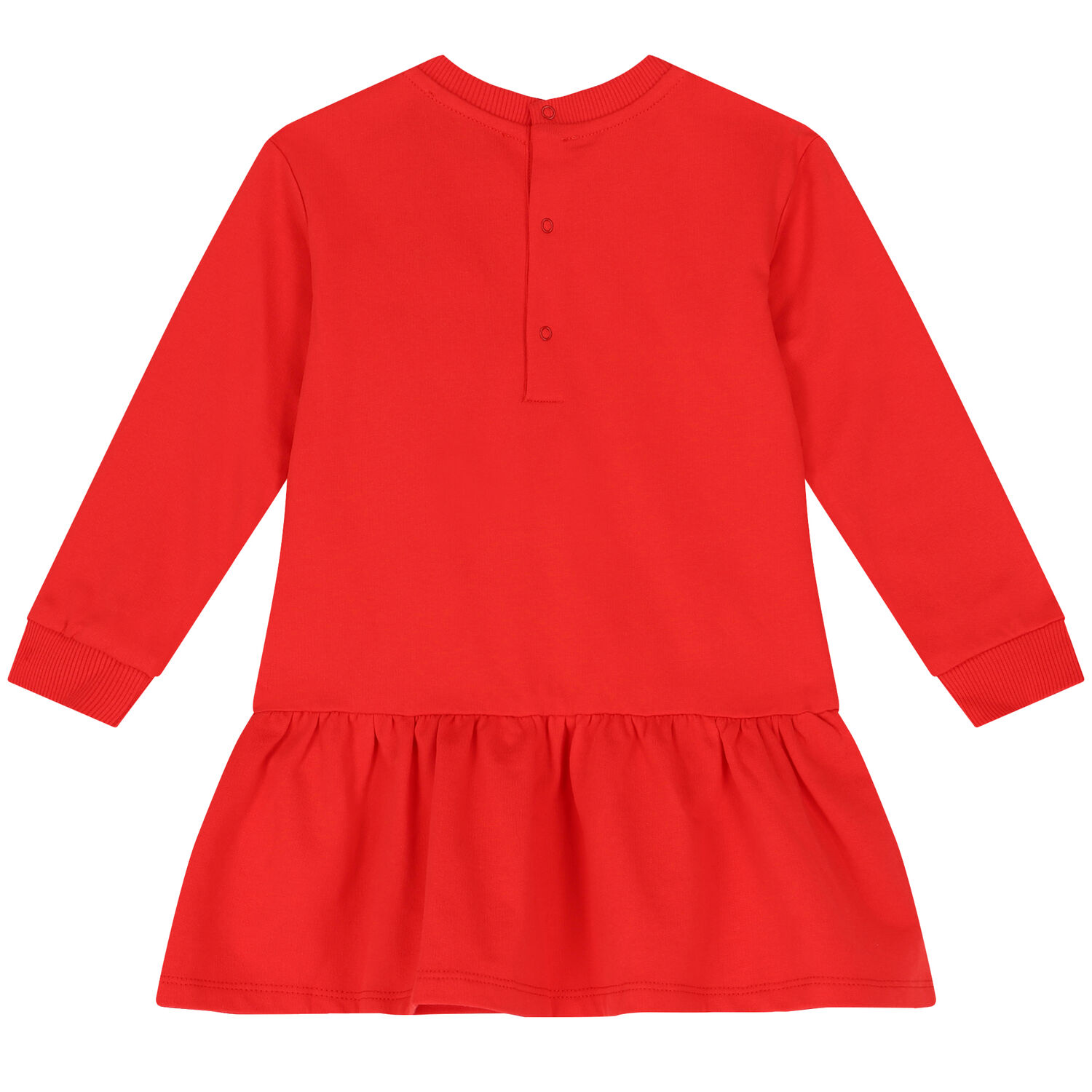 Younger Girls Red Teddy Bear Logo Dress, 1, hi-res