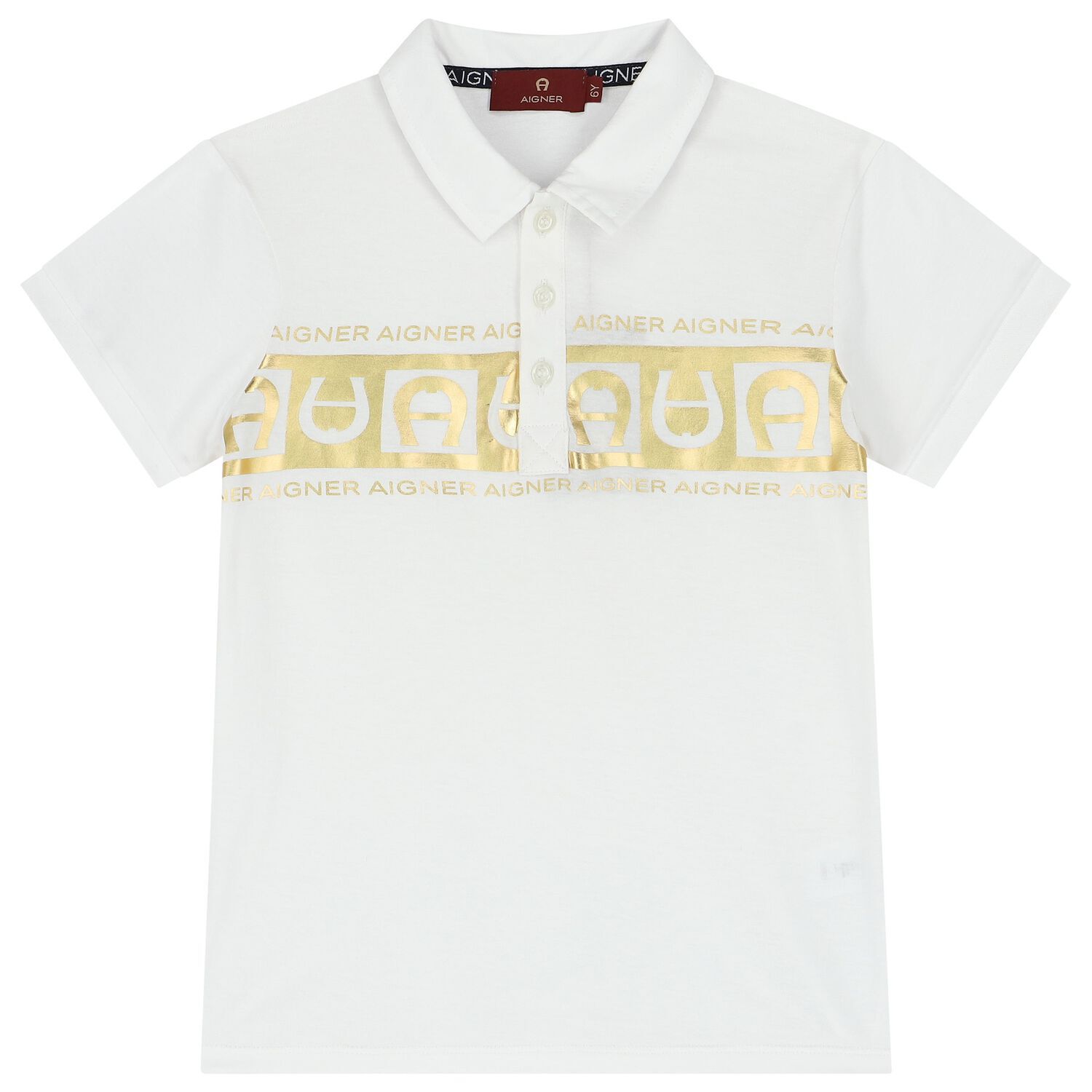 Boys White & Gold Polo Shirt, 1, hi-res