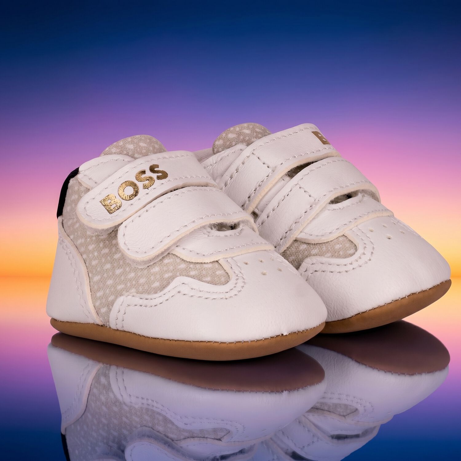 Baby Boys Ivory Logo Pre Walker Shoes, 1, hi-res
