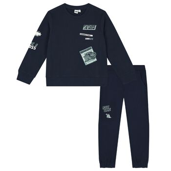 Boys Navy Blue Logo Dinosaur Tracksuit
