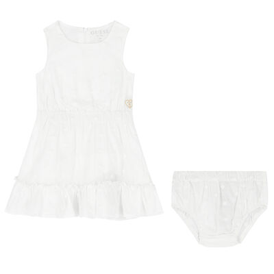 Baby Girls White Ruffle Dress Set