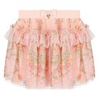 Girls Pink Floral Tulle Skirt, 1, hi-res