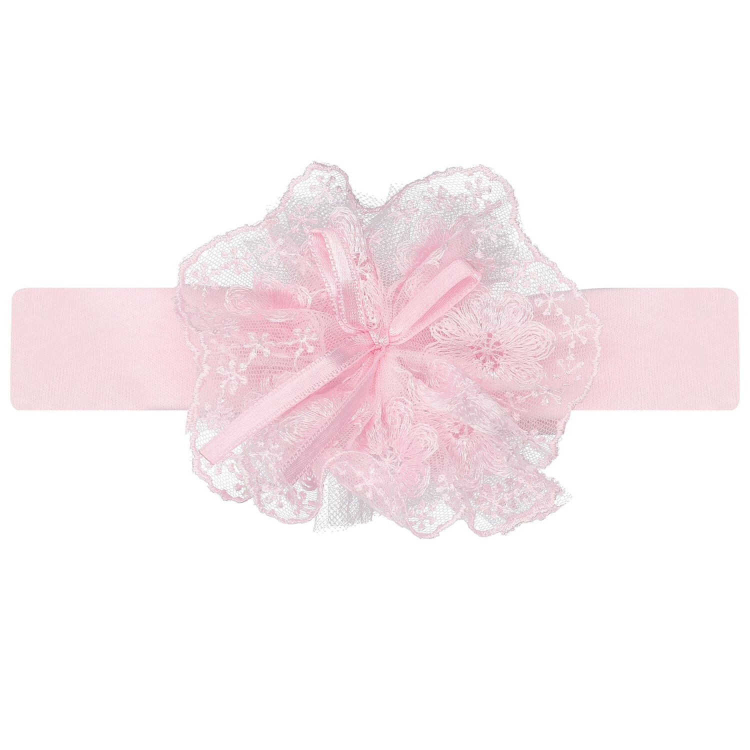 Baby Girl Pink Lace Tulle Babygrow & Headband Set, 1, hi-res