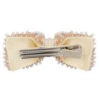 Girls Beige Embellished Bow Hair Clip, 1, hi-res