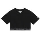 Girls Black Logo T-Shirt, 2, hi-res