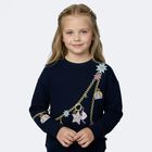 Girls Navy Blue Chain Sweatshirt, 1, hi-res