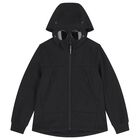 Boys Black Hooded Jacket , 1, hi-res