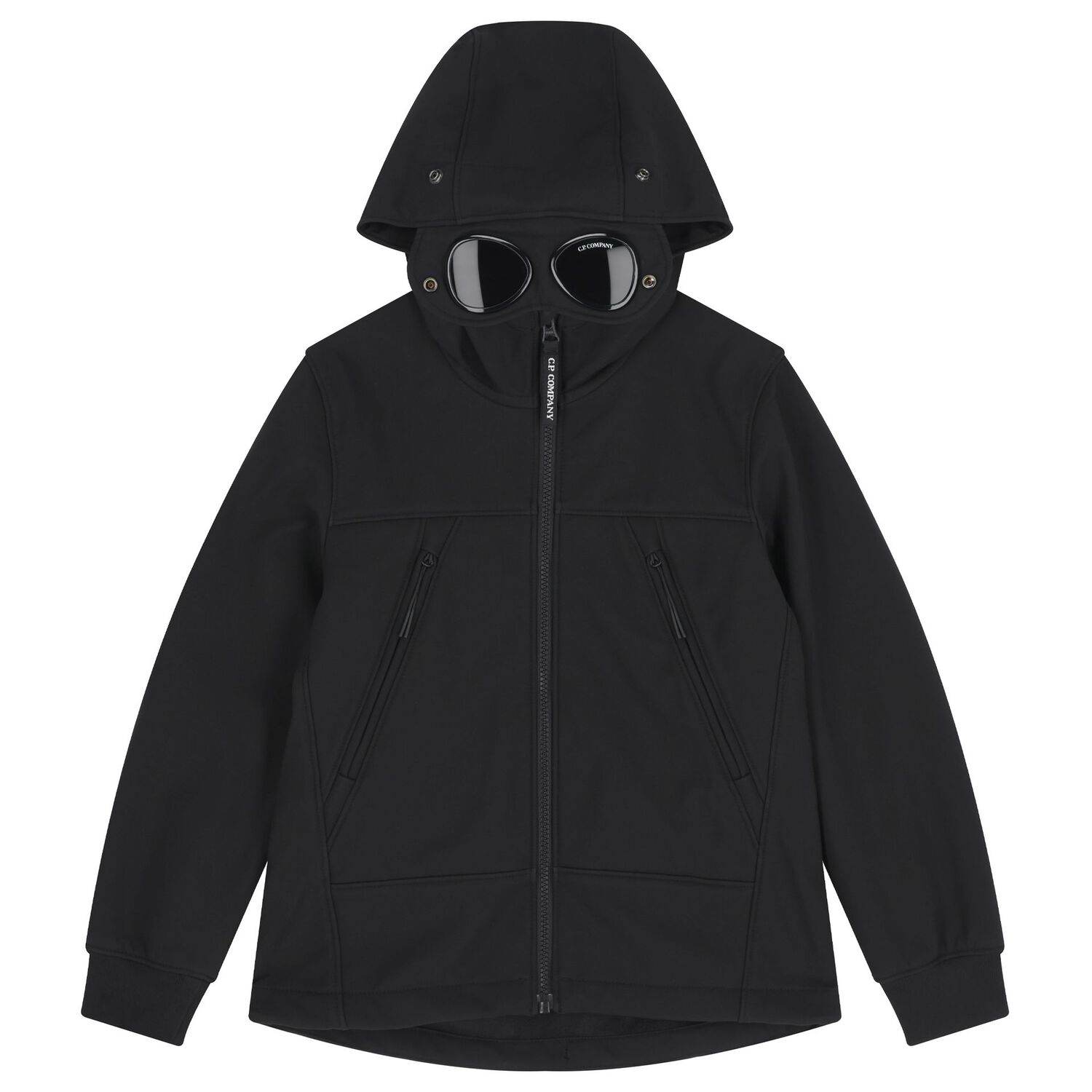 Boys Black Hooded Jacket , 1, hi-res