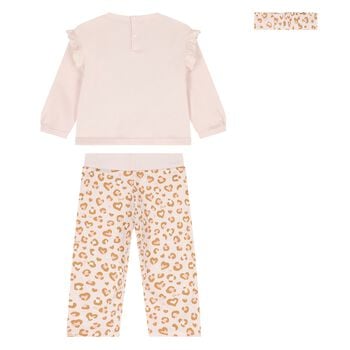 Younger Girls Pink Heart Leggings Set