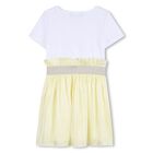 Girls White & Yellow Logo Dress, 1, hi-res