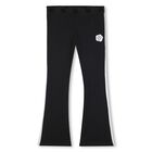 Girls Black Flower Logo Leggings, 1, hi-res