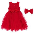 Girls Red Bow Tulle Dress, 1, hi-res