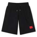 Boys Black Logo Shorts, 1, hi-res