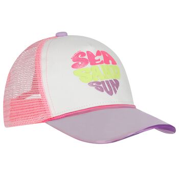 Girls White & Pink Logo Cap