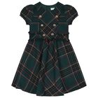 Girls Green Tartan Tweed Dress, 1, hi-res