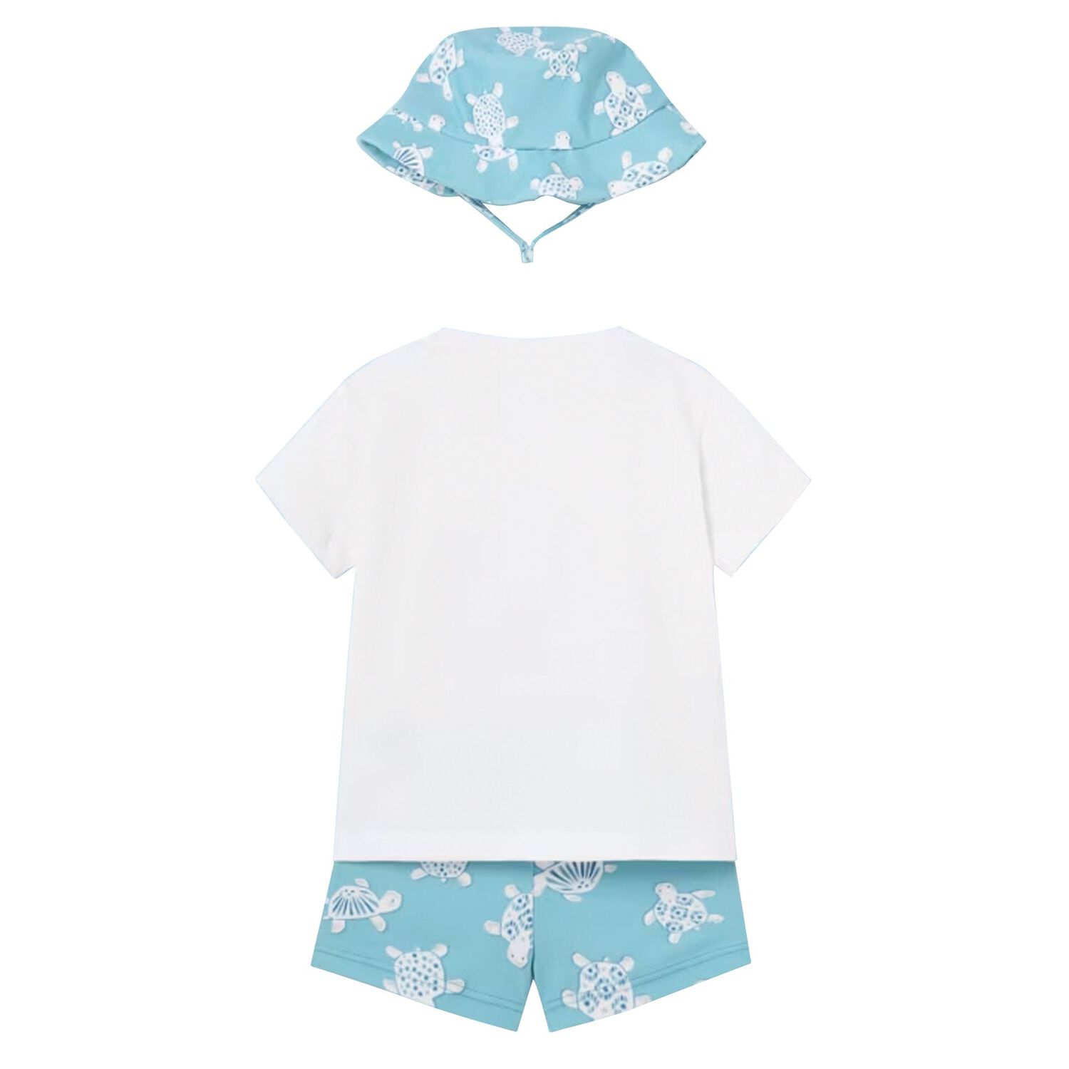 Baby Boys Aqua & White Turtle Swim Shorts Set, 2, hi-res image number null