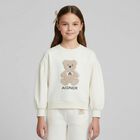 Girls Ivory Teddy Bear Logo Sweatshirt, 1, hi-res