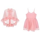 Girls Pink Chiffon Cape Dress Set, 1, hi-res