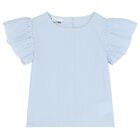 Girls Blue & White Striped Skirt Set, 1, hi-res