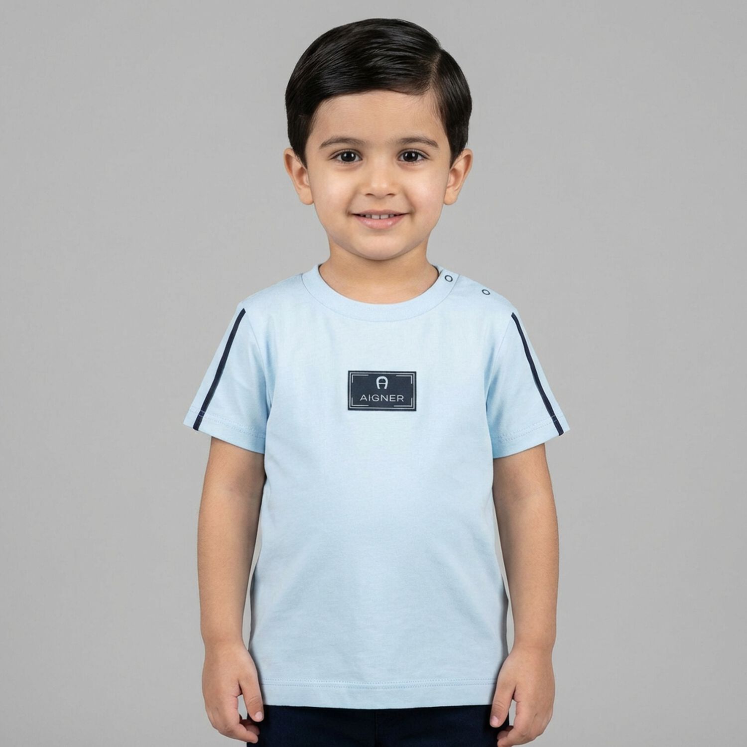 Younger Boys Blue Logo T-Shirt, 3, hi-res