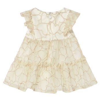 Baby Girls Beige Heart Tulle Dress