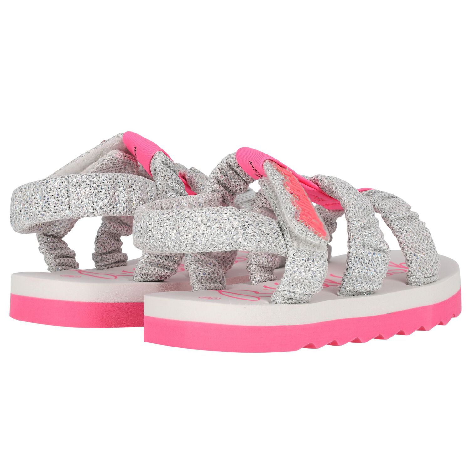 Girls Silver & White Logo Sandals, 1, hi-res image number null
