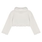 Younger Girls Ivory Faux Fur Collar Cardigan, 1, hi-res