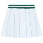 Girls White Logo Pleated Skirt, 1, hi-res